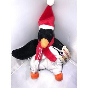 Sugarloaf Beanies Penguin Plush 1996 Holiday Santa Hat Scarf Vintage Bean BagToy
